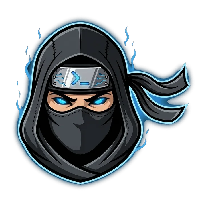 Logo de Shinobi Dev: ninja con aura azul